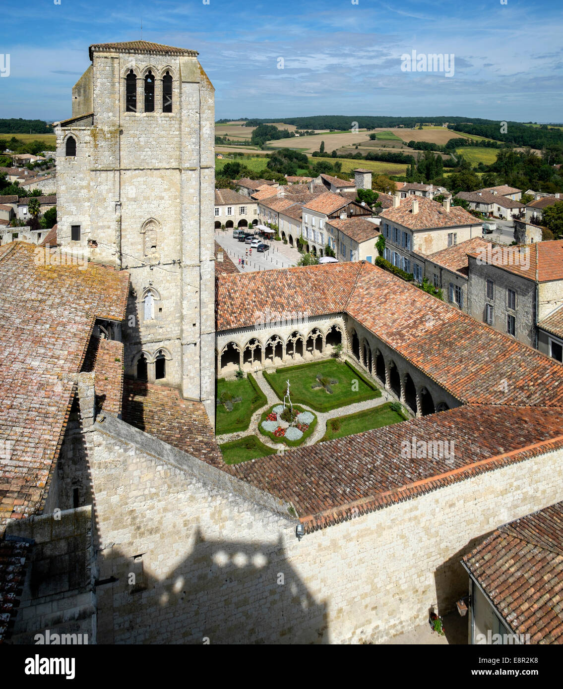 Stiftskirche St. Pierre 14. Jahrhundert Kloster, La Romieu, Departement Gers, Midi-Pyrénées Frankreich. UNESCO-Welterbe Stockfoto