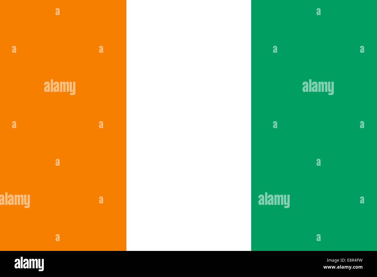 Flagge der Elfenbeinküste - Standardverhältnis der Elfenbeinküste - True RGB-Farbmodus Stockfoto