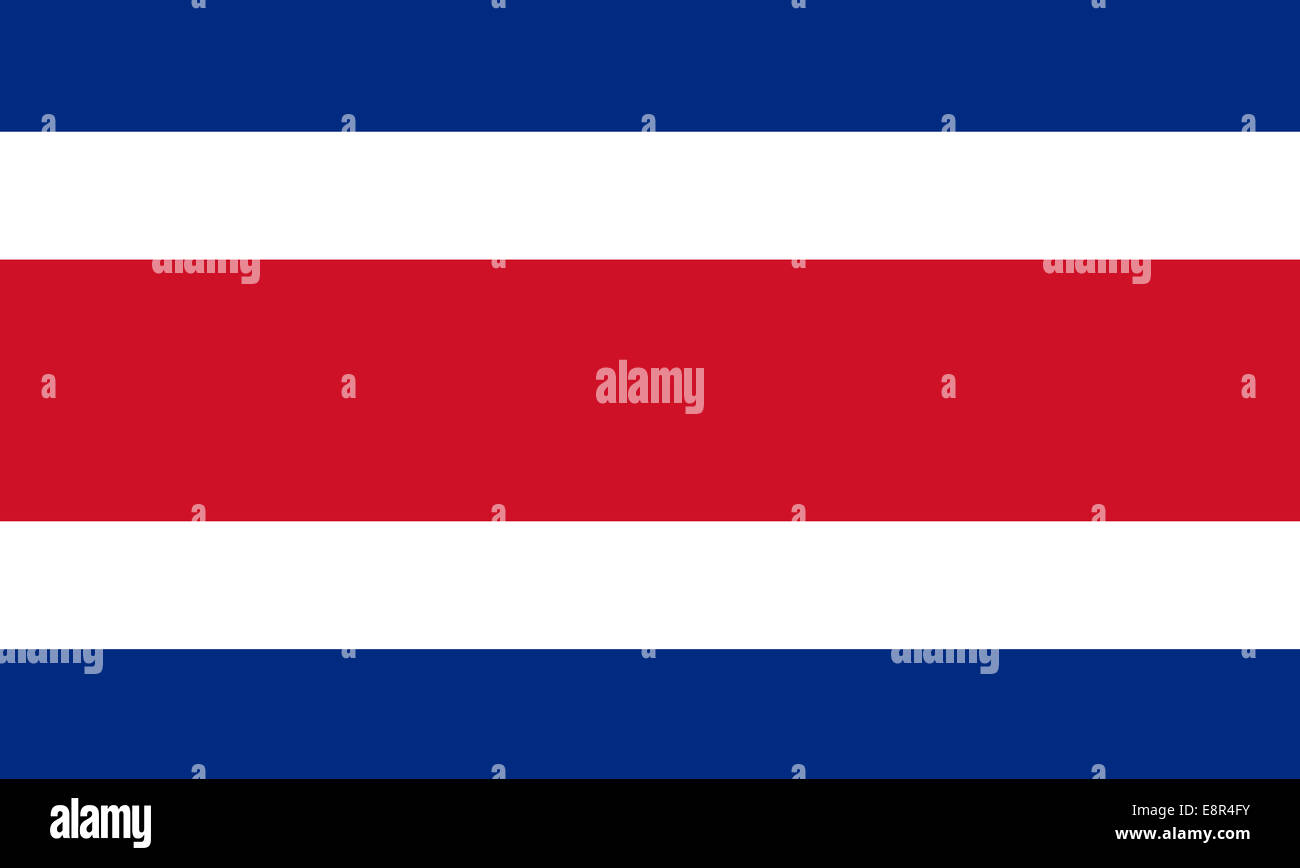 Flagge von Costa Rica - Standardverhältnis der Flagge Costa Ricas - True RGB-Farbmodus Stockfoto