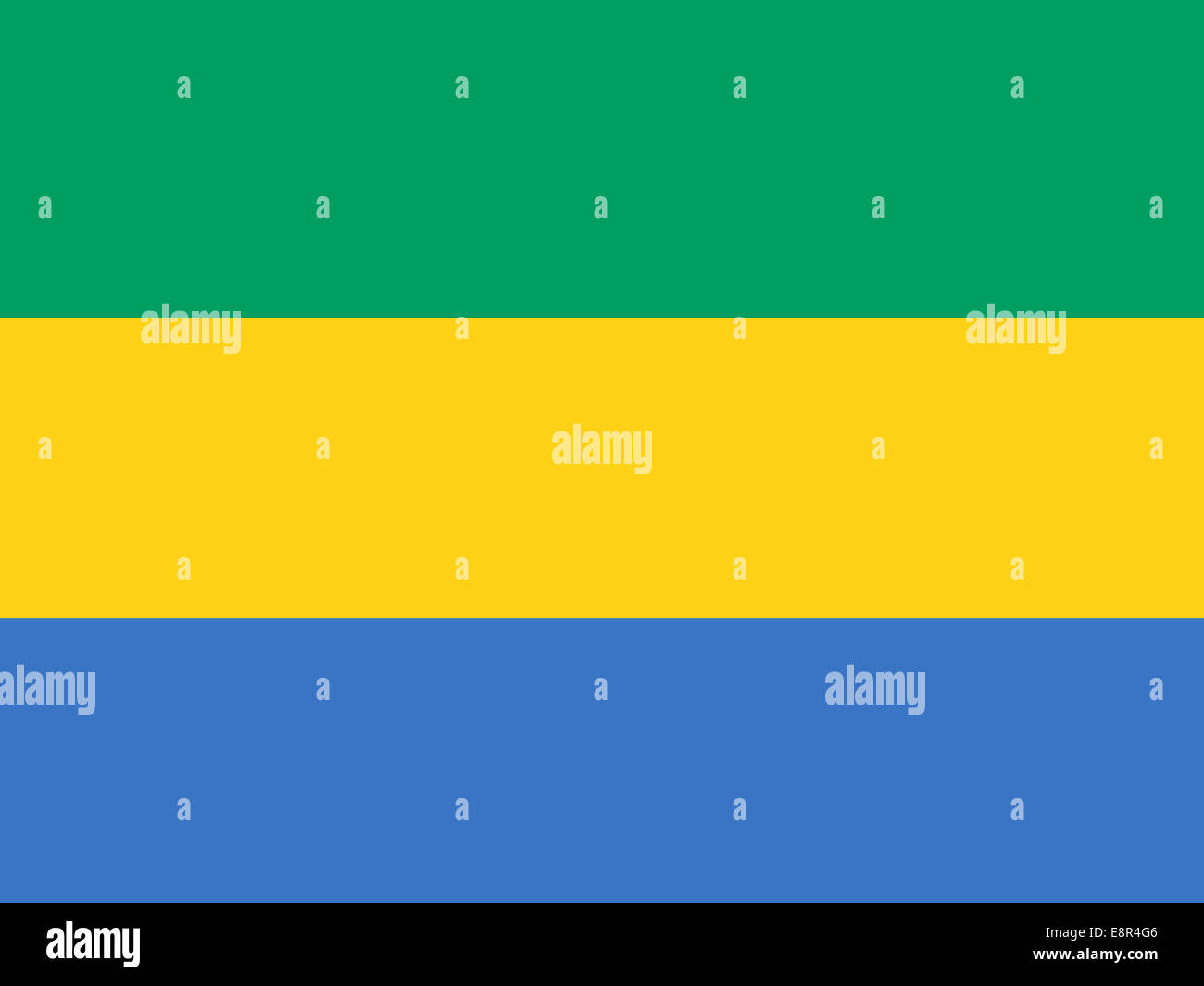 Flagge von Gabun - Standardverhältnis der Gabunischen Flagge - True RGB-Farbmodus Stockfoto