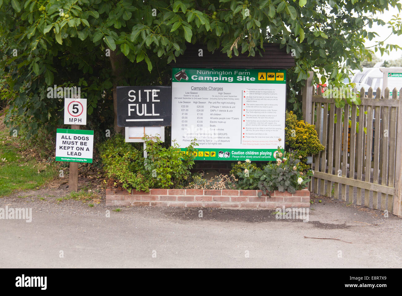 Nunnington Bauernhof, Campingplatz, West Wittering, West Sussex, England, Vereinigtes Königreich. Stockfoto