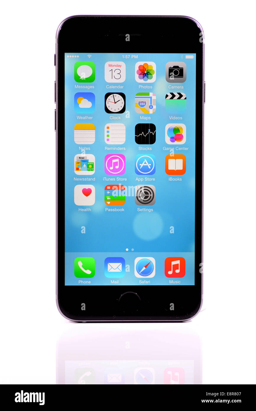 Apple iPhone 6 auf weißem Hintergrund Stockfoto