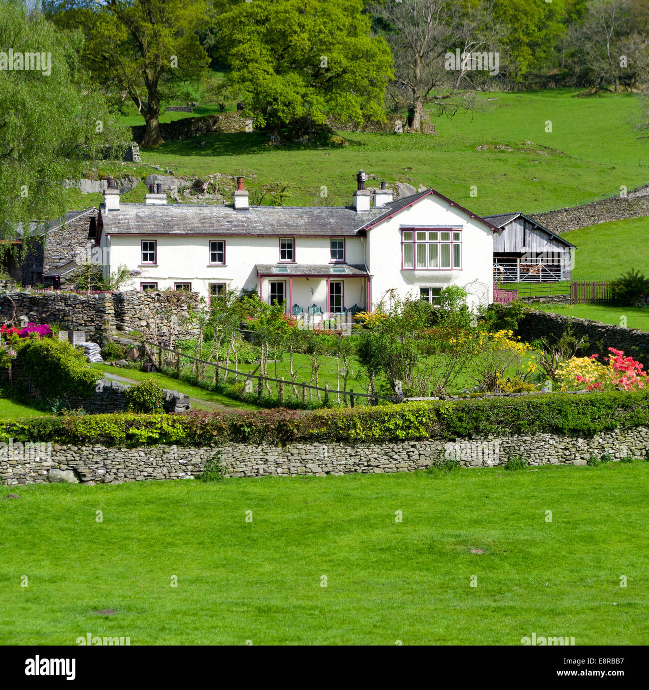 Castle Cottage (ehemalige Heimat von Beatrix Potter), in der Nähe von Sawrey Dorf, Nationalpark Lake District, Cumbria, England, UK Stockfoto