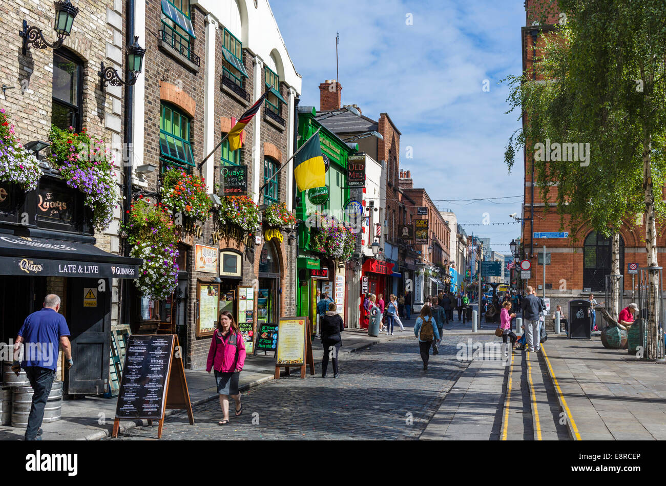 Pubs, Restaurants und Bars am Temple Bar in der Stadtzentrum, Stadt Dublin, Republik Irland Stockfoto