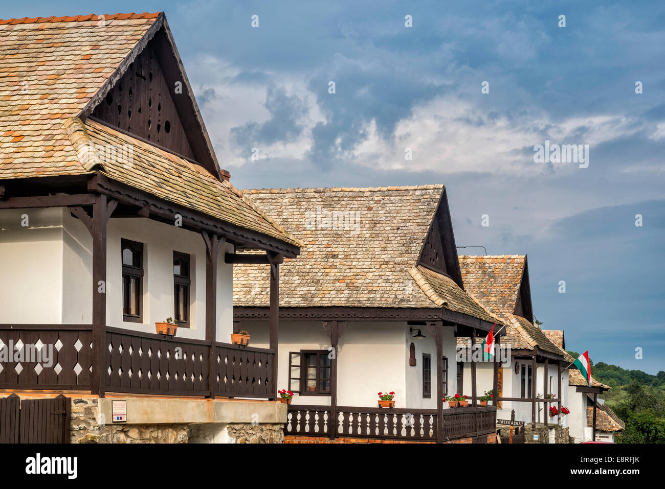 Historische Häuser in Holloko, Paloc ethnographische Dorf, UNESCO-Weltkulturerbe, Cserhat Hills, nördlichen Hochland, Ungarn Stockfoto