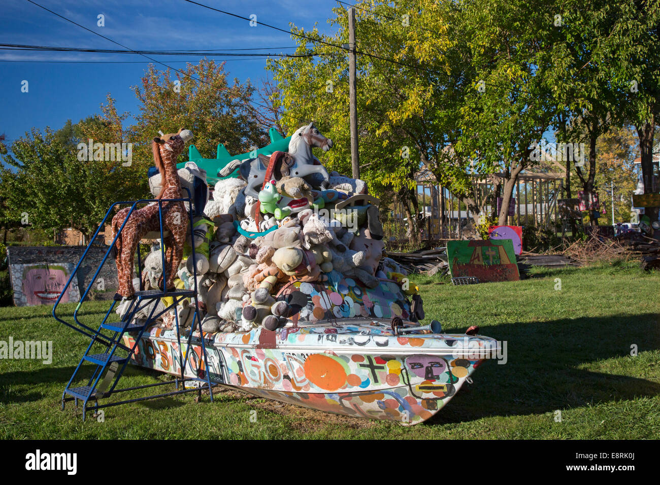 Detroit Michigan--The Heidelberg Projekt, ein Outdoor-Kunst im öffentlichen Raum in einem depressiven Viertel von Detroit. Stockfoto