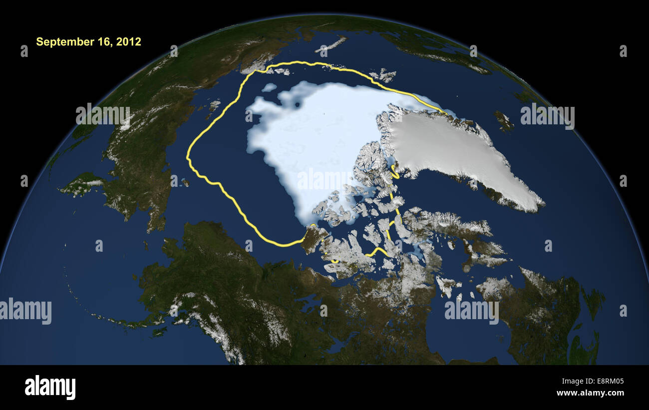 Arctic Sea Ice trifft kleinsten Umfang im Satelliten-Zeitalter Stockfoto