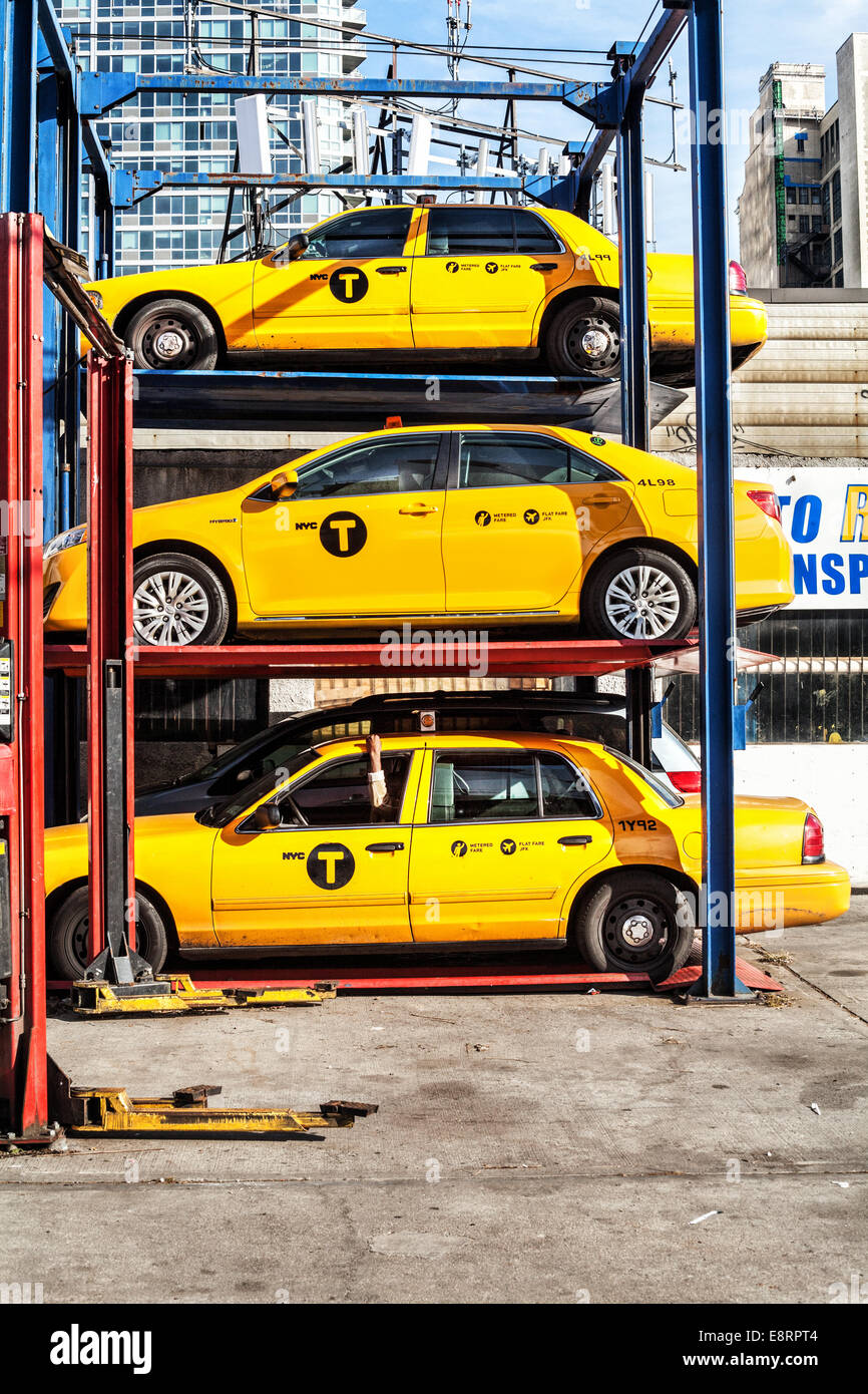 Stack-New York City-Taxis Stockfoto