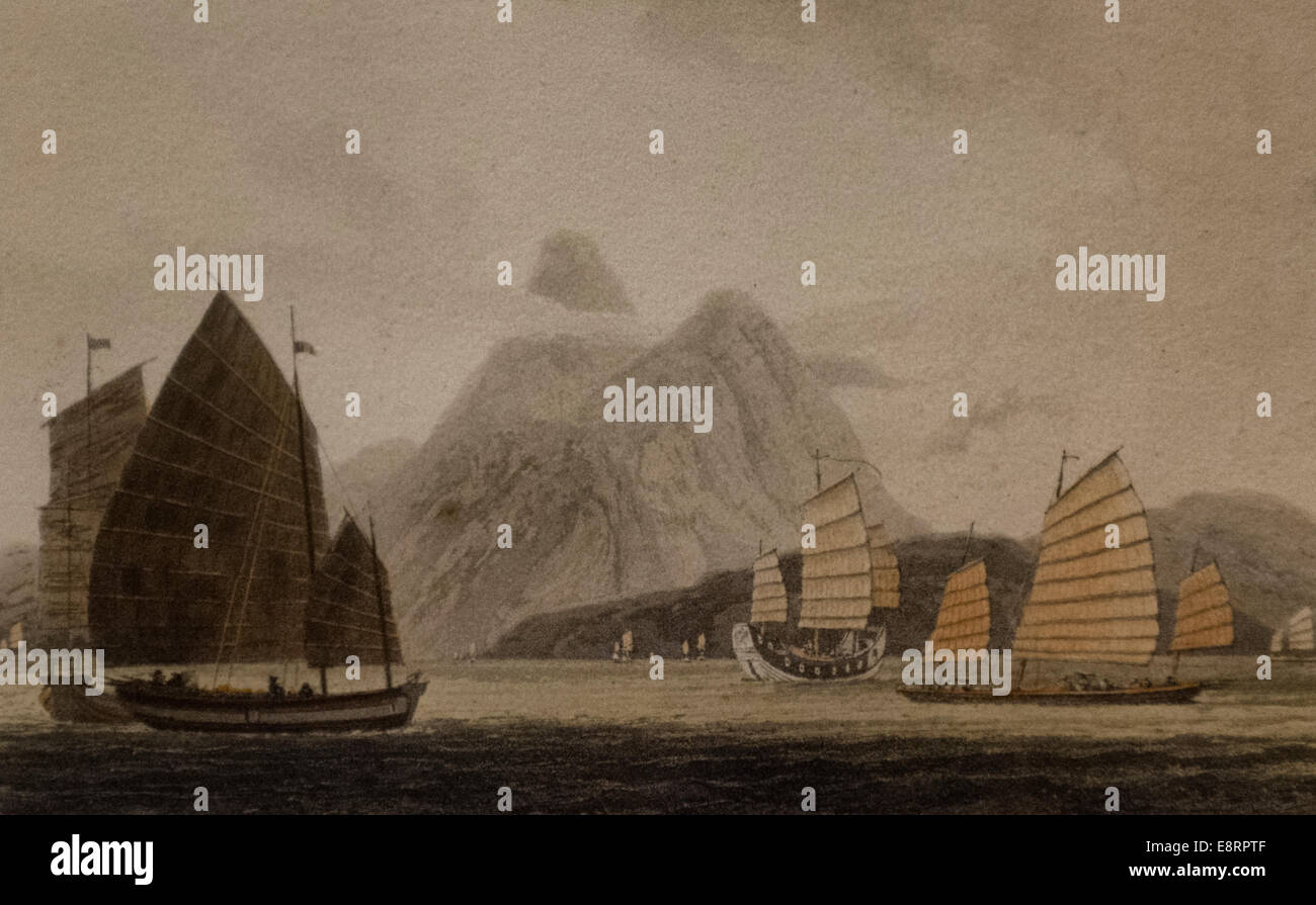 Chinesische Schiffe, um 1800 Stockfoto