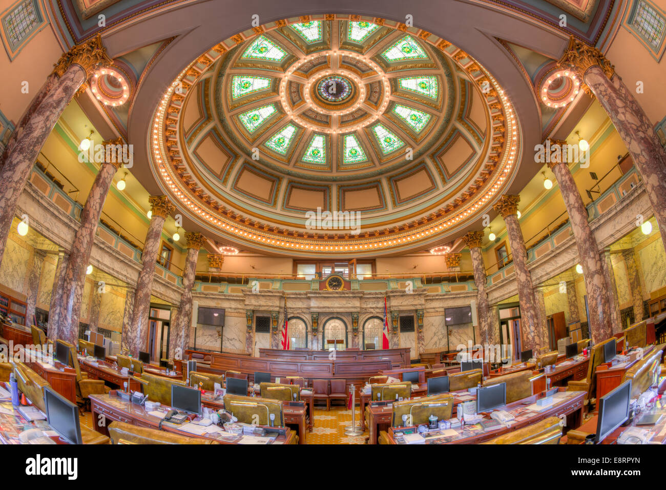 Eine Innenansicht der Senat Kammer in Mississippi State House in Jackson, Mississippi. Stockfoto