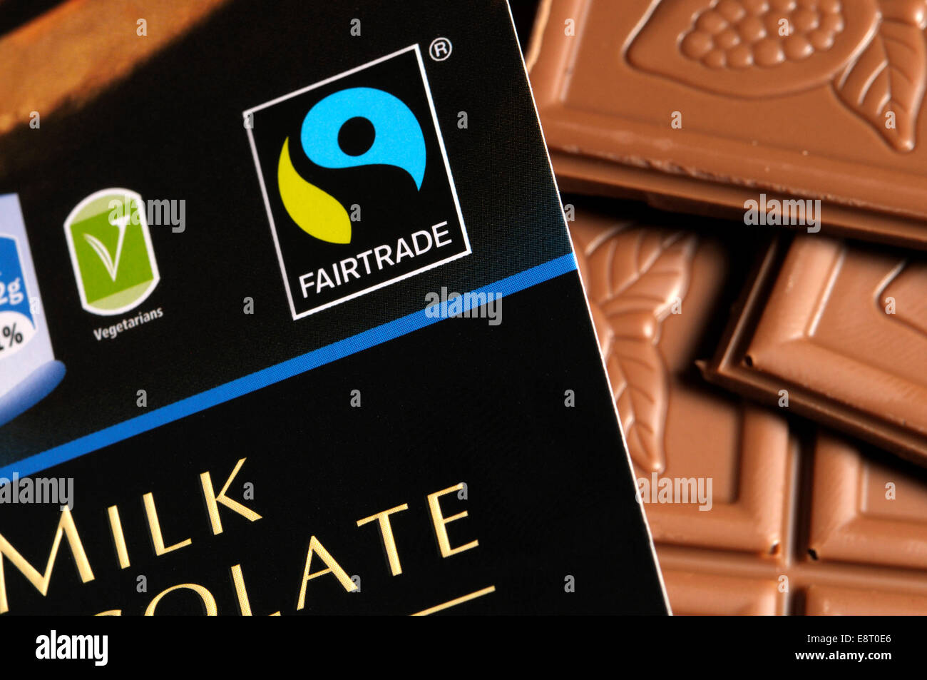 Fairtrade-Vollmilch-Schokolade Stockfoto