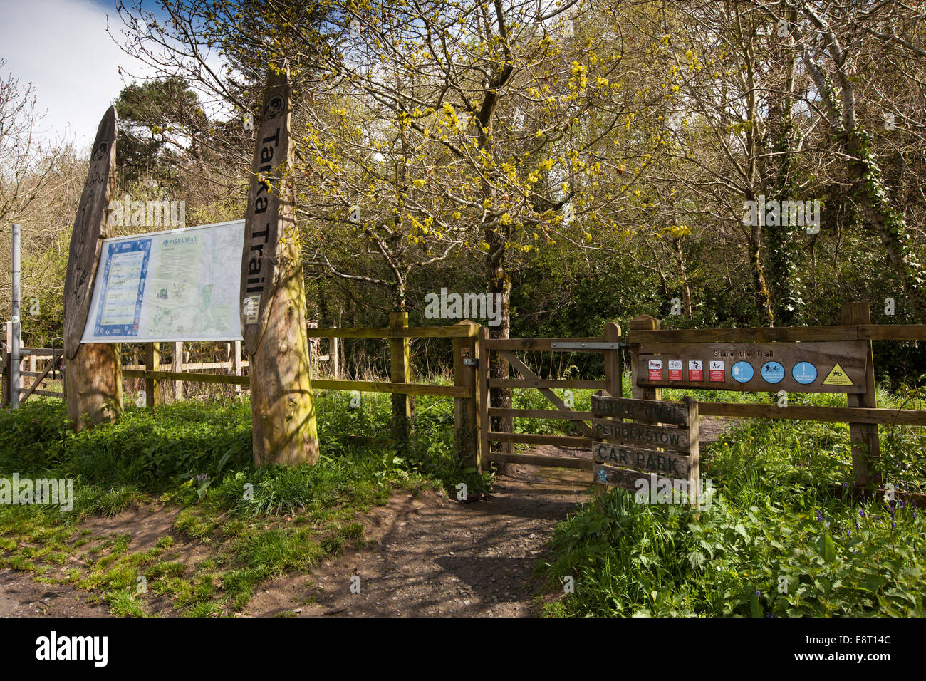 Großbritannien, England, Devon, Petrockstowe, Tarka Trail Karte am Eingang zum trail Stockfoto