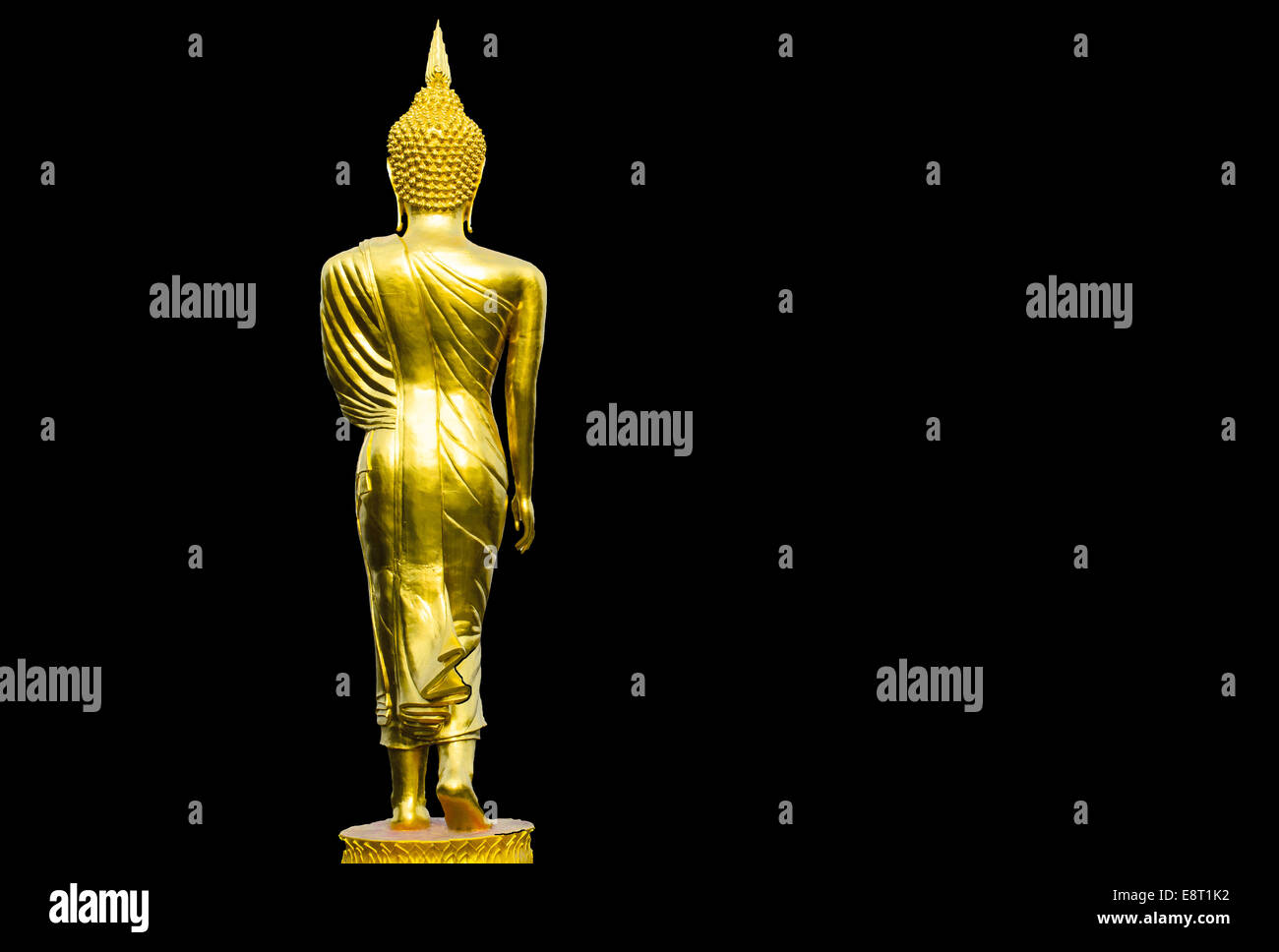 Die Buddha-Bild-Kunst auf einfarbigen schwarzen Hintergrund. Stockfoto