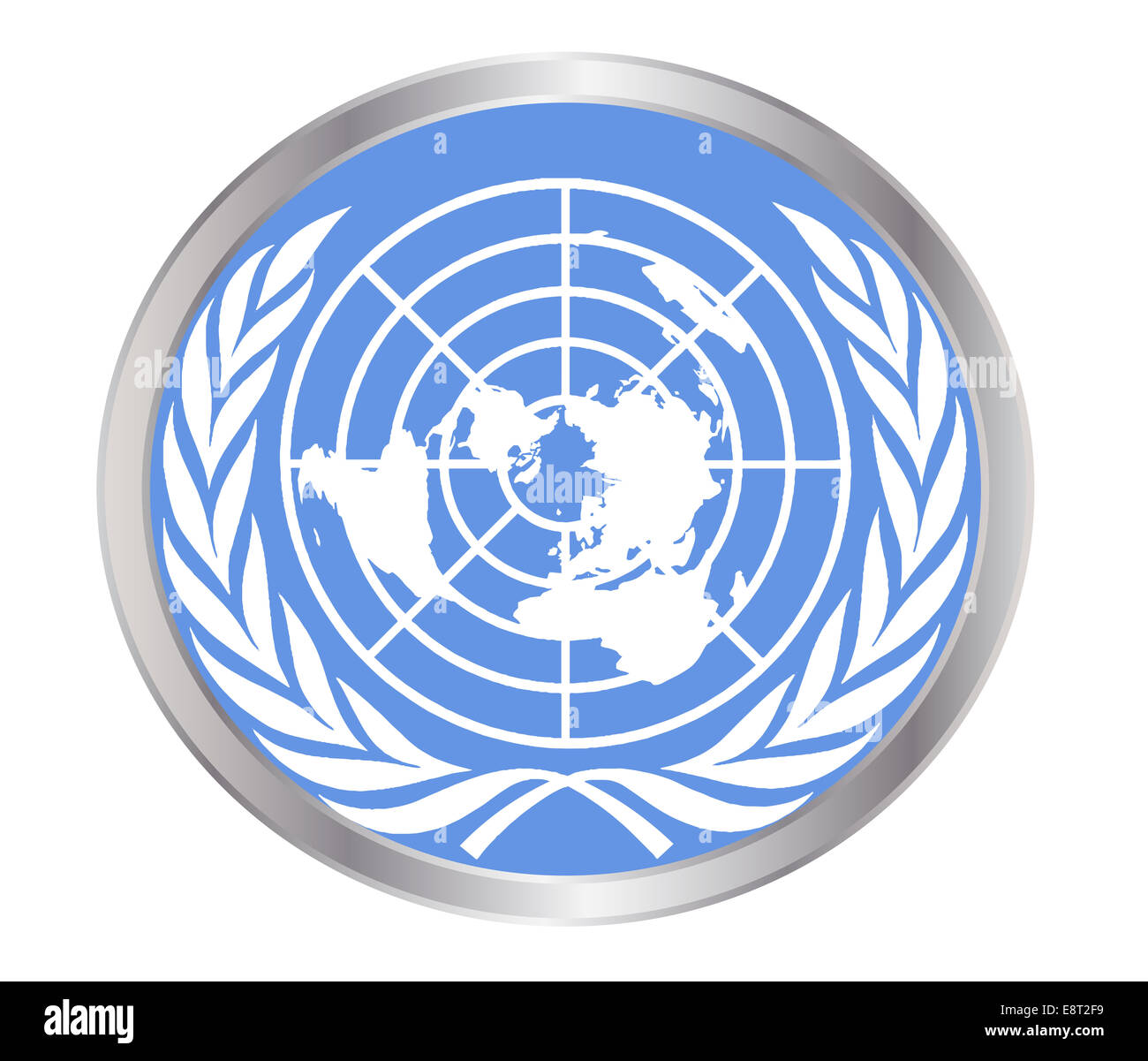Das Emblem der Vereinten Nationen in einem ovalen Rahmen Stockfoto