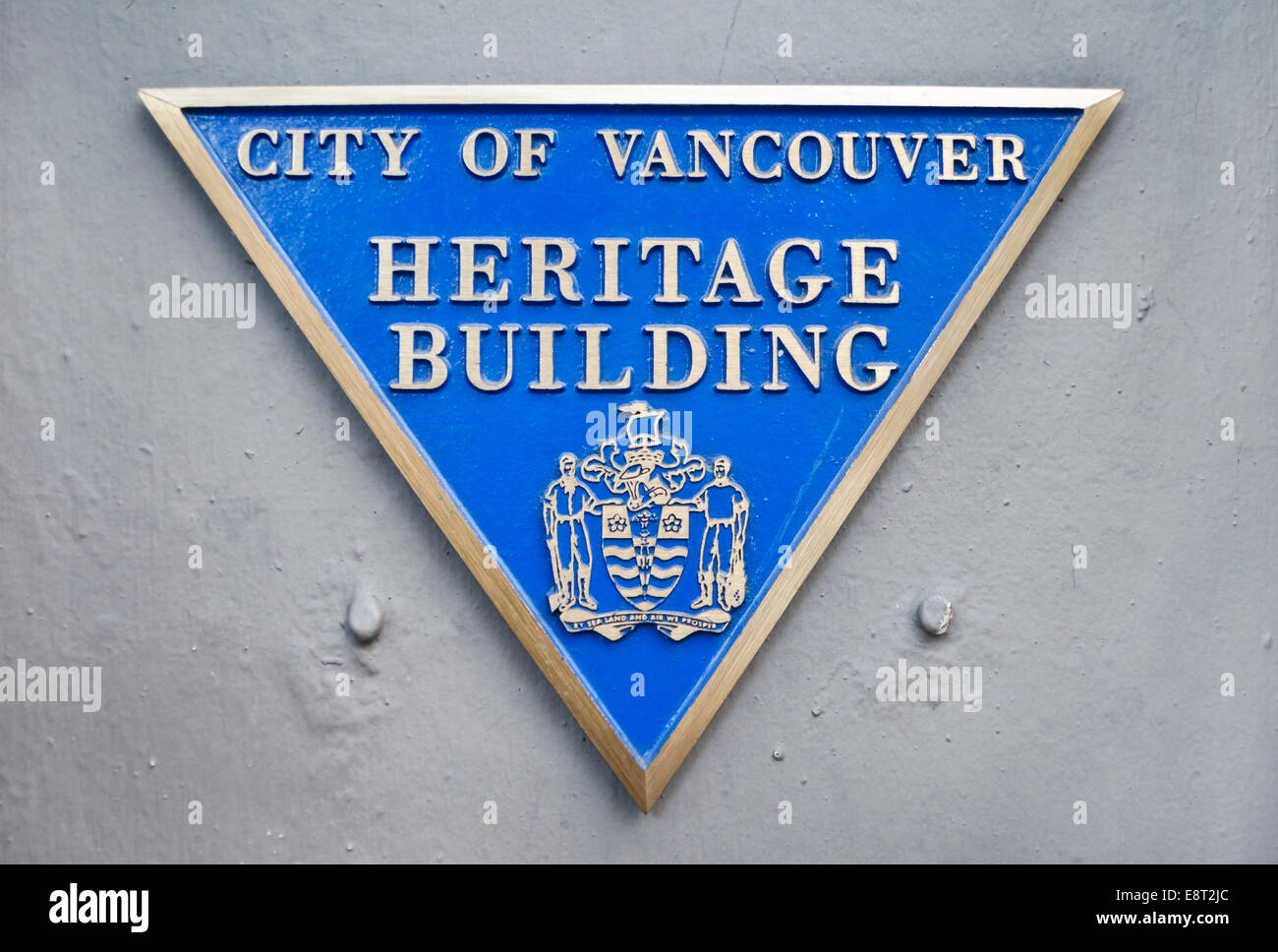Stadt von Vancouver Erbe Gebäude Plaque Schild montiert an einem Gebäude in Gastown. Stockfoto