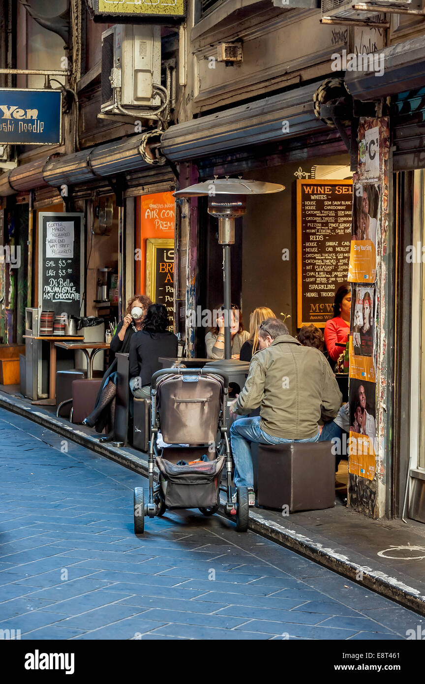 Melbourne-Café und Restaurant Hub Centre Place Stockfoto