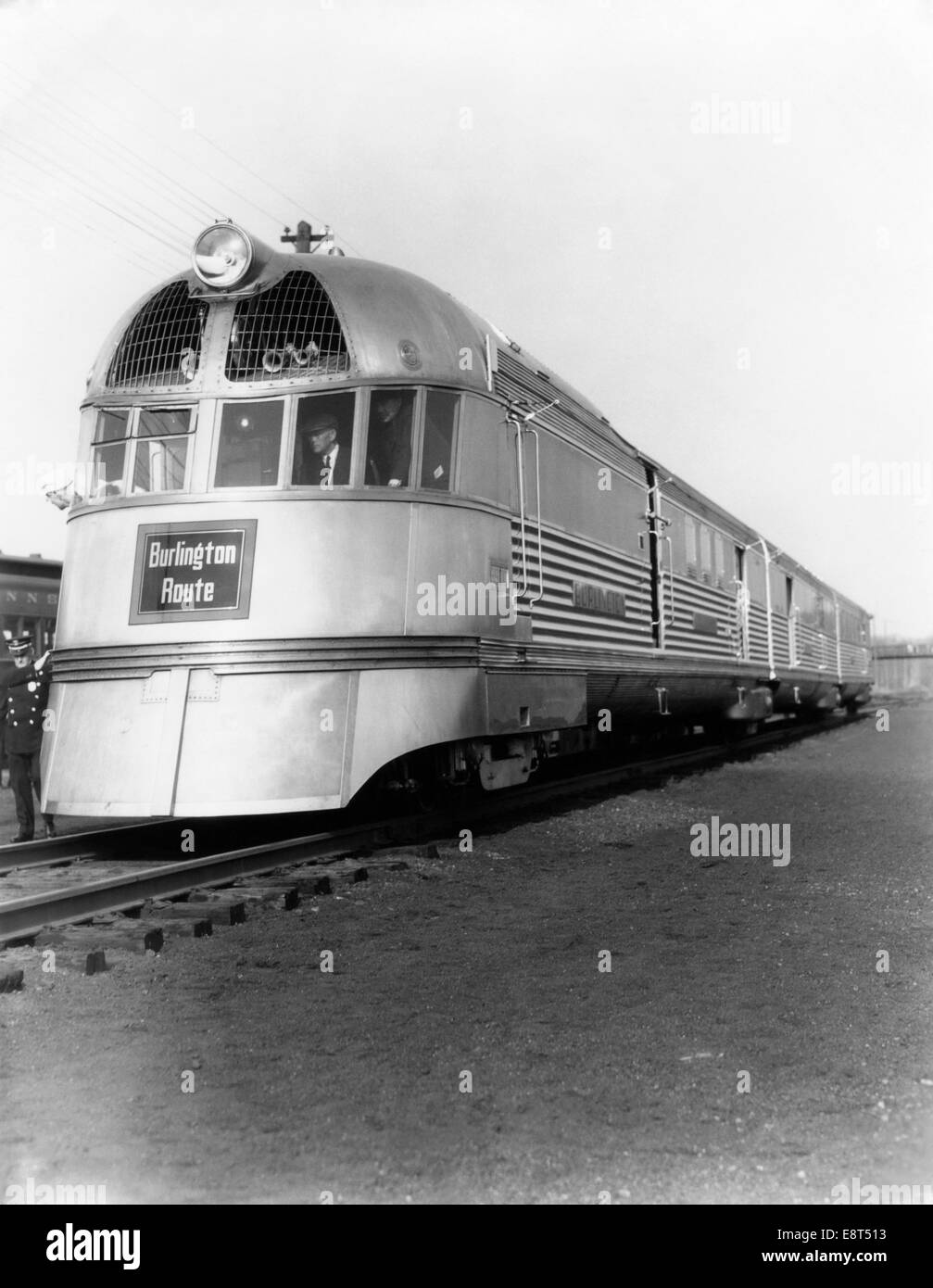 1930ER JAHREN ZEPHYR MOTOR WAGGONS IN PERSPEKTIVE BURLINGTON ROUTE RAILROAD Stockfoto