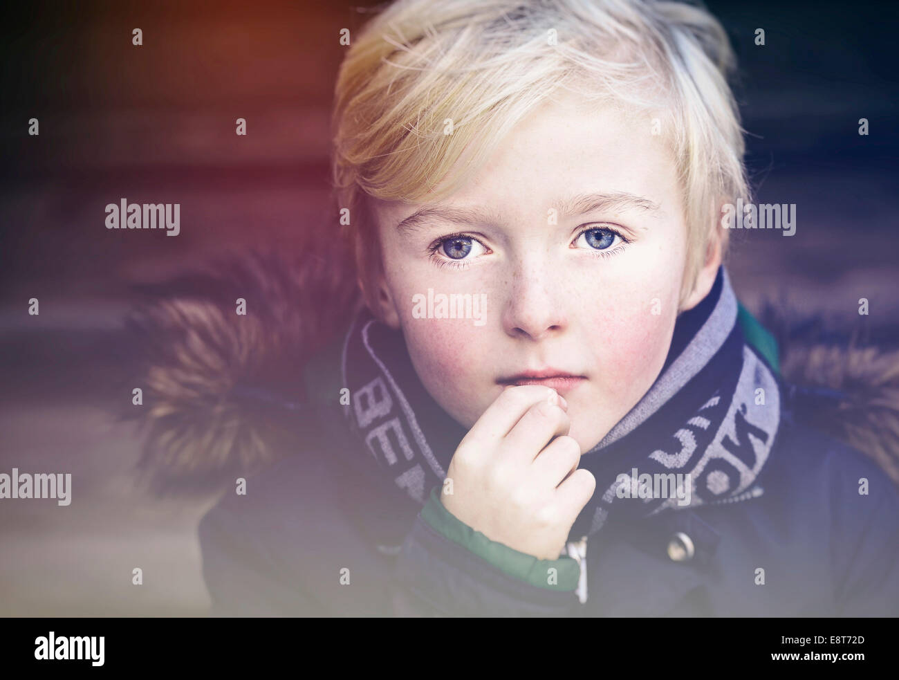 Junge, 7 Jahre, Porträt Stockfoto