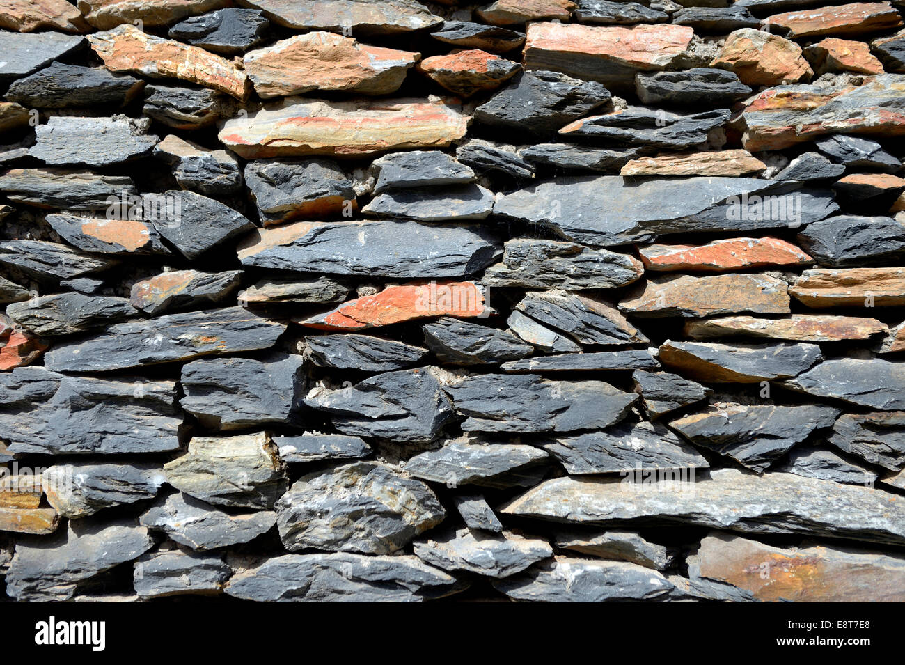 Trockenmauer, natürlichen Steinen, Carmen Pampa, Yungas, Departamento La Paz, Bolivien Stockfoto