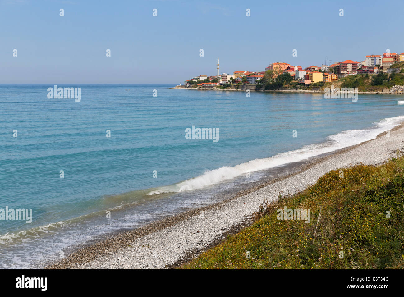 Strand am Schwarzen Meer, Übertragung, Provinz Sinop, Schwarzmeer Region, Türkei Stockfoto