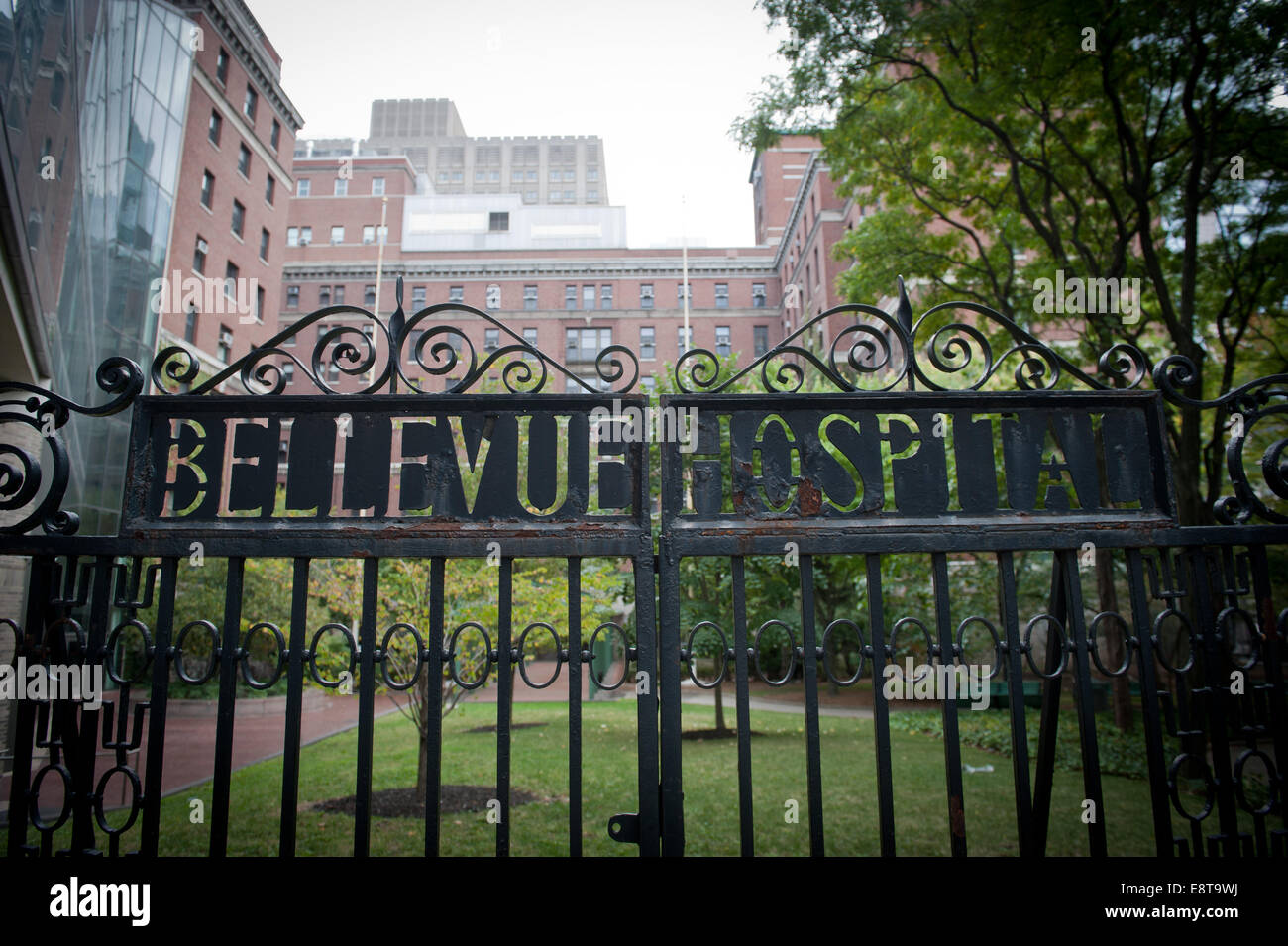 Manhattan, New York, USA. 13. Oktober 2014. Ein Männchen und ein Weibchen Bellevue Hospital für Symptome ähnlich dem Ebola-Virus, Montag, 13. Oktober 2014 brachten. Bildnachweis: Bryan Smith/ZUMA Draht/Alamy Live-Nachrichten Stockfoto