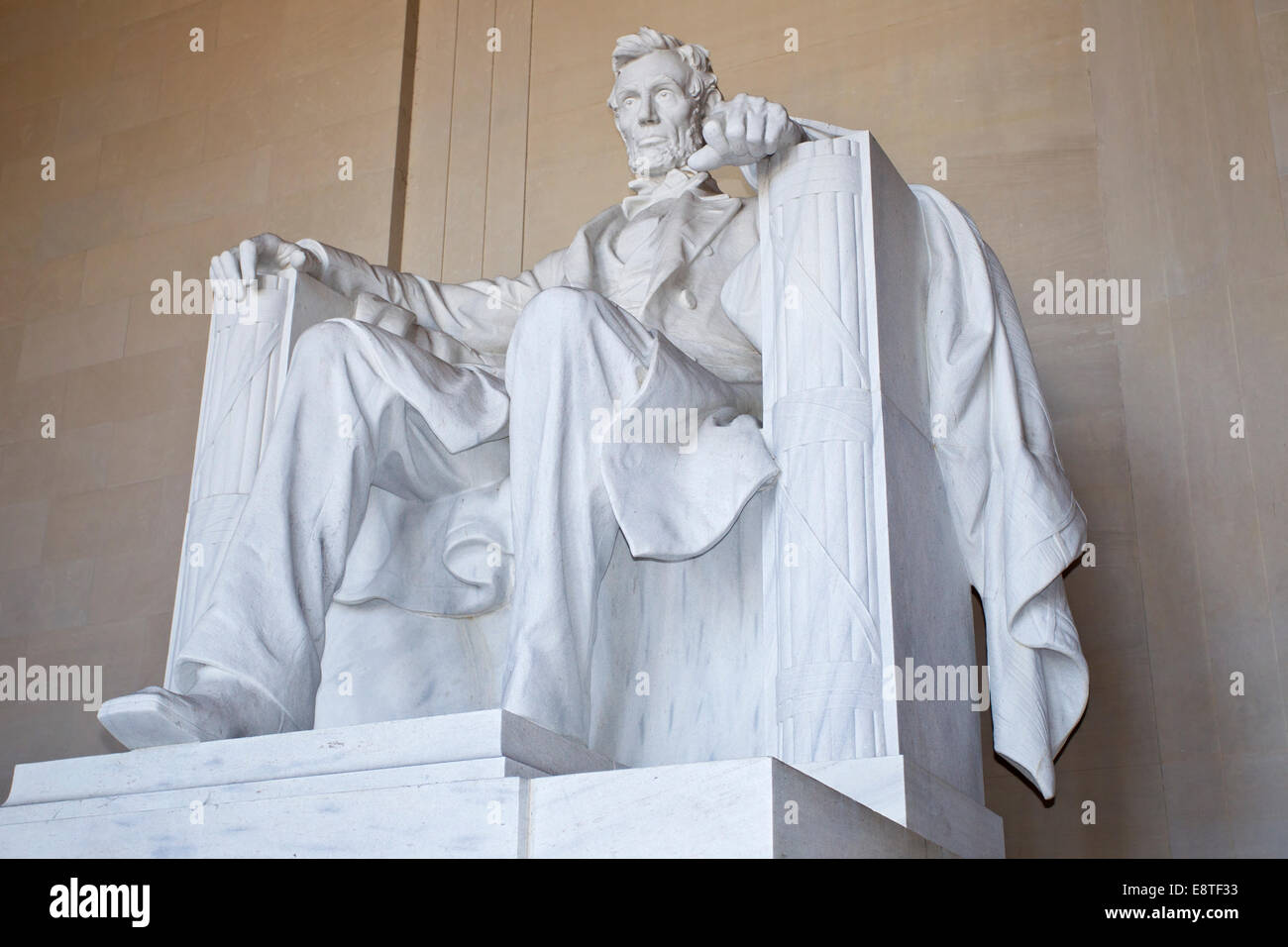 Lincoln Denkmal zeigt Skulptur von Abraham Lincoln, Sprachinstitutionen DC Stockfoto