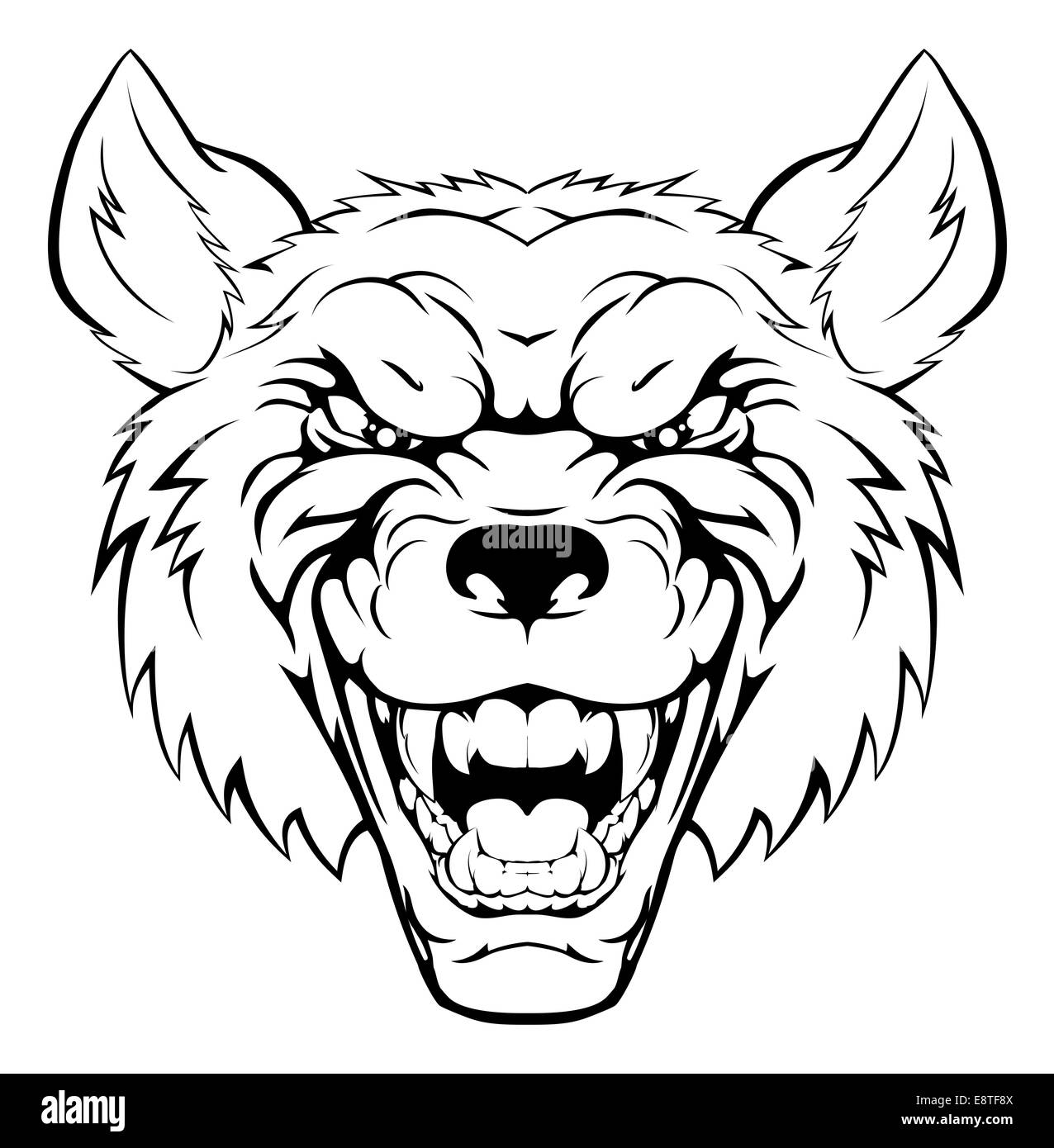 Ein Beispiel für einen harten Blick wolf Tier Sport Maskottchen oder Zeichen Stockfoto