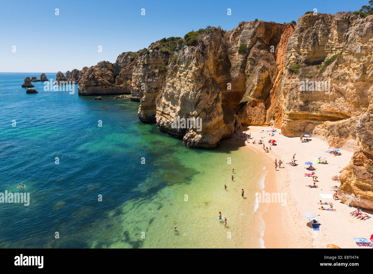 Praia Dona Ana, Lagos, Algarve, Portugal. Stockfoto