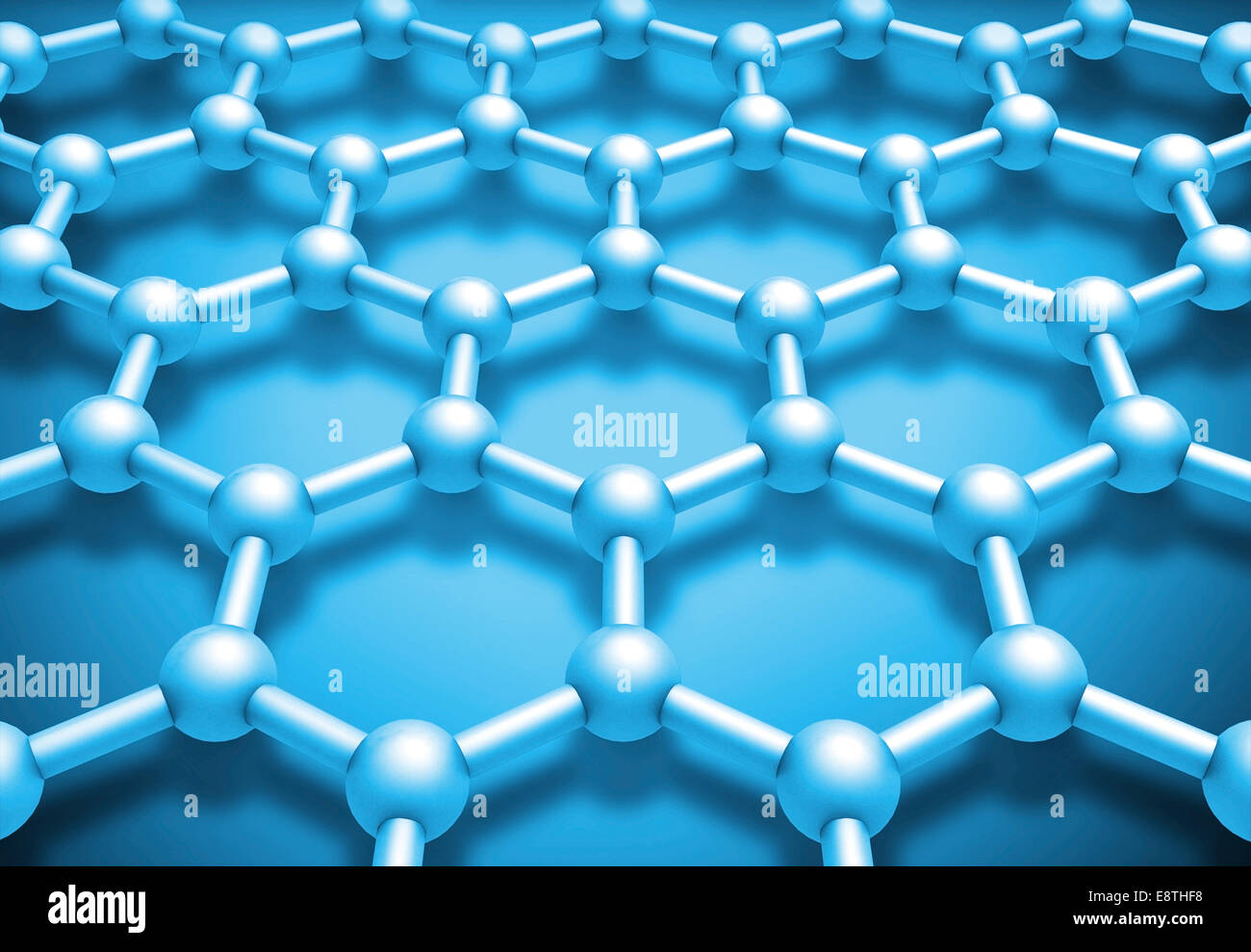 Graphene Schichten Molekülstruktur, blauen schematische Modell. 3D Render-illustration Stockfoto