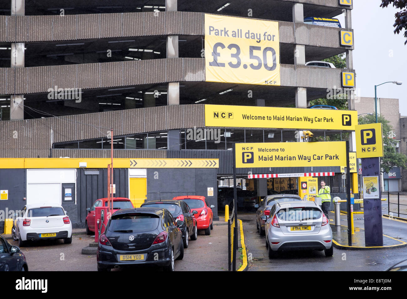 NCP Parkplatz alle Tag £3,50, Nottingham, UK. Stockfoto