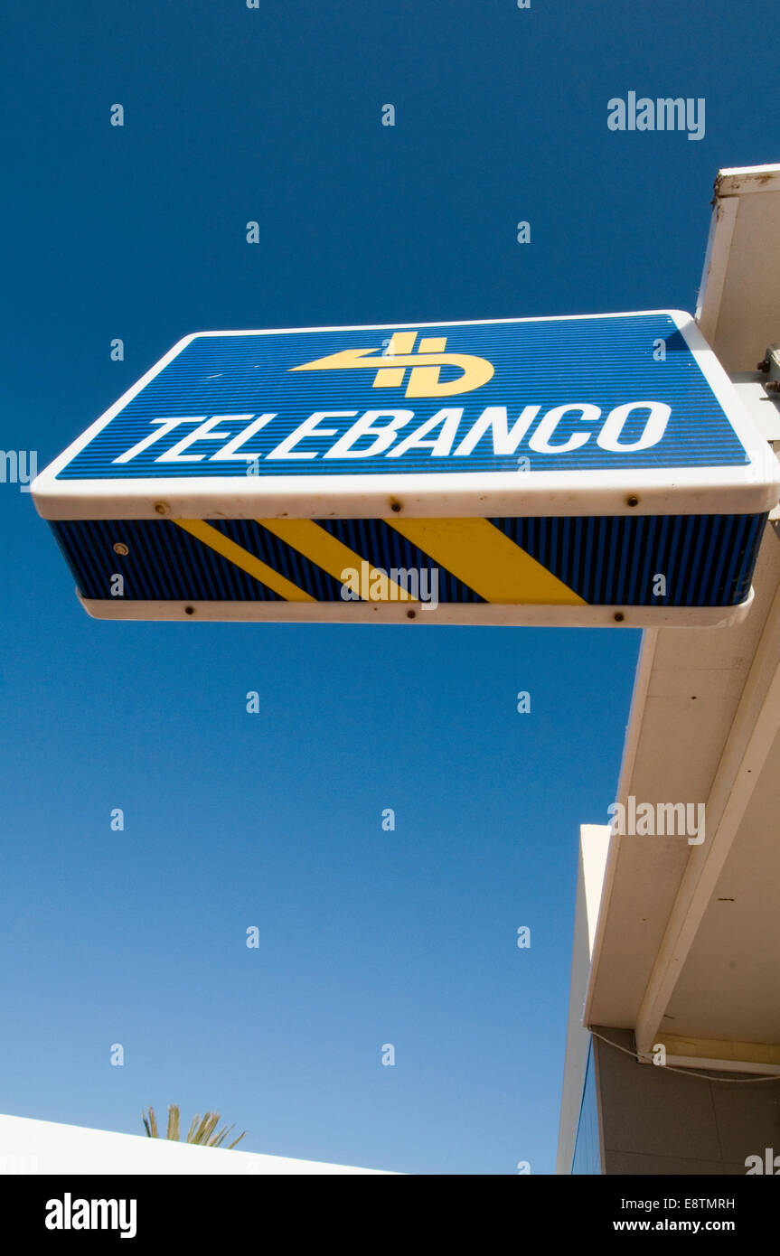 Telebanco Geldautomat Maschinen Spanien Spanisch Punkt Punkte, dass Spender Dispenser bank Banken Stockfoto