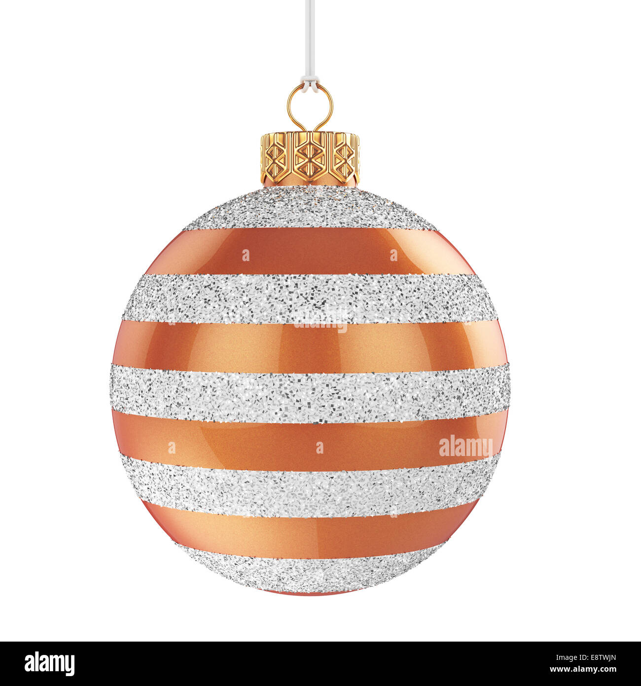 3D Render Weihnachtskugel isoliert auf weißem Hintergrund Stockfoto