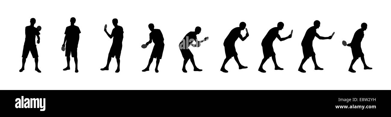 Satz von Ping-Pong-Tennis mit Sport Mann isoliert. Vektor-illustration Stockfoto