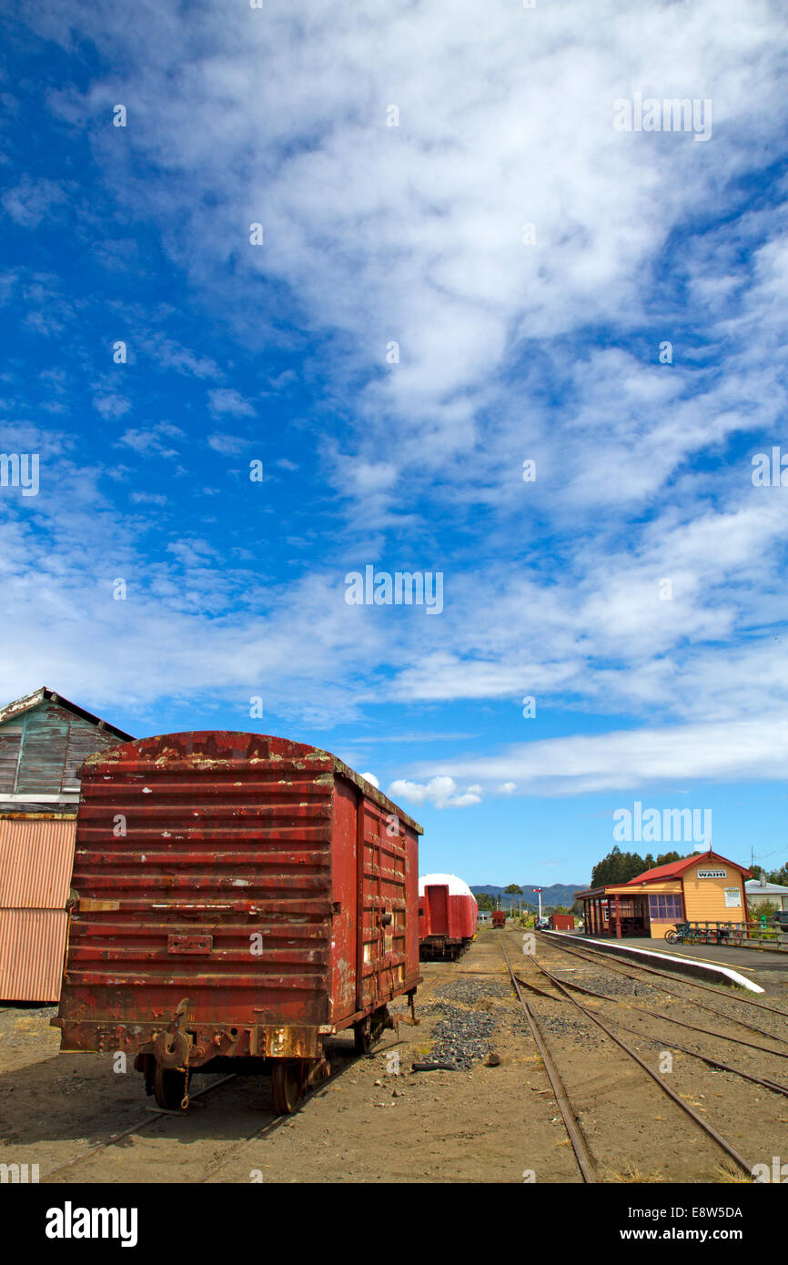 Waihi Bahnhof, jetzt den Zielpunkt für den Hauraki Rail Trail Stockfoto