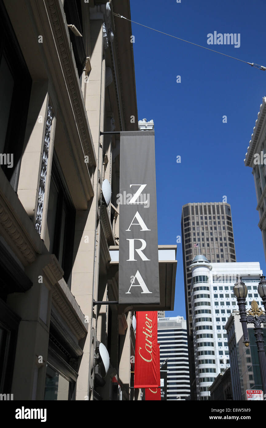 Zara Kleidung Shop, Union Square, San Francisco, Kalifornien Stockfoto