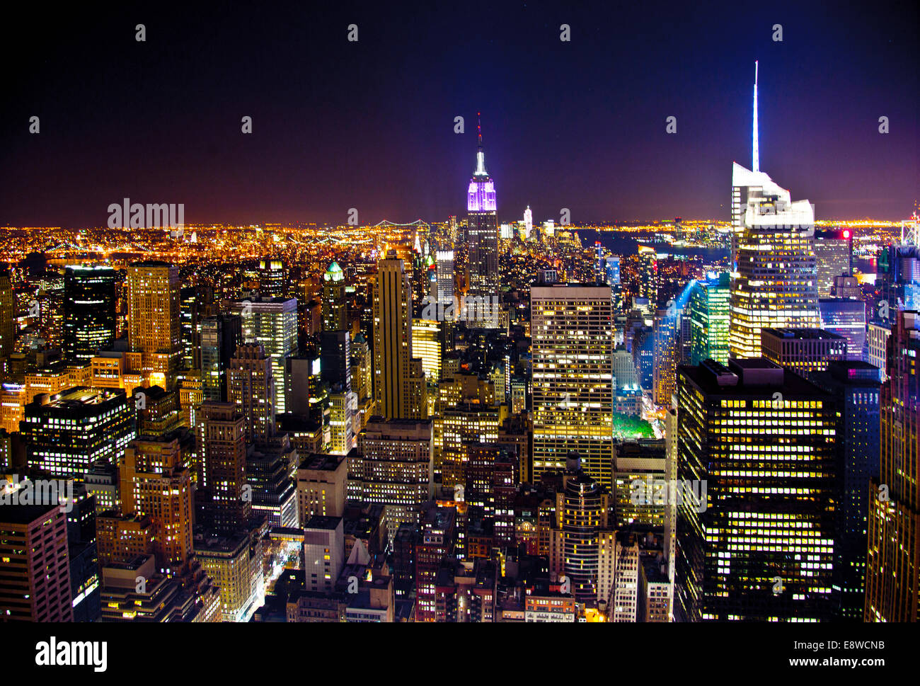 New York Manhattan Nacht Stockfoto