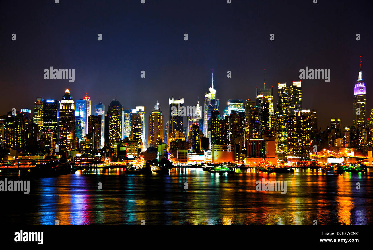 New York Manhattan Nacht Stockfoto