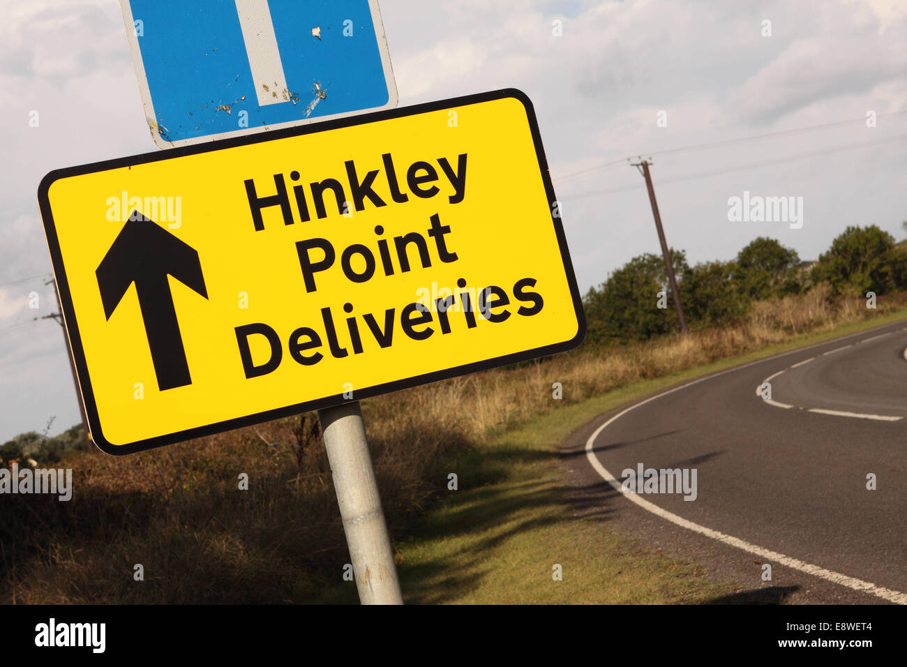Hinkey Punkt Somerset die einzige Straße in das Kernkraftwerk alle Bau-Verkehr für Hinkley C wird diese Straße zu benutzen Stockfoto