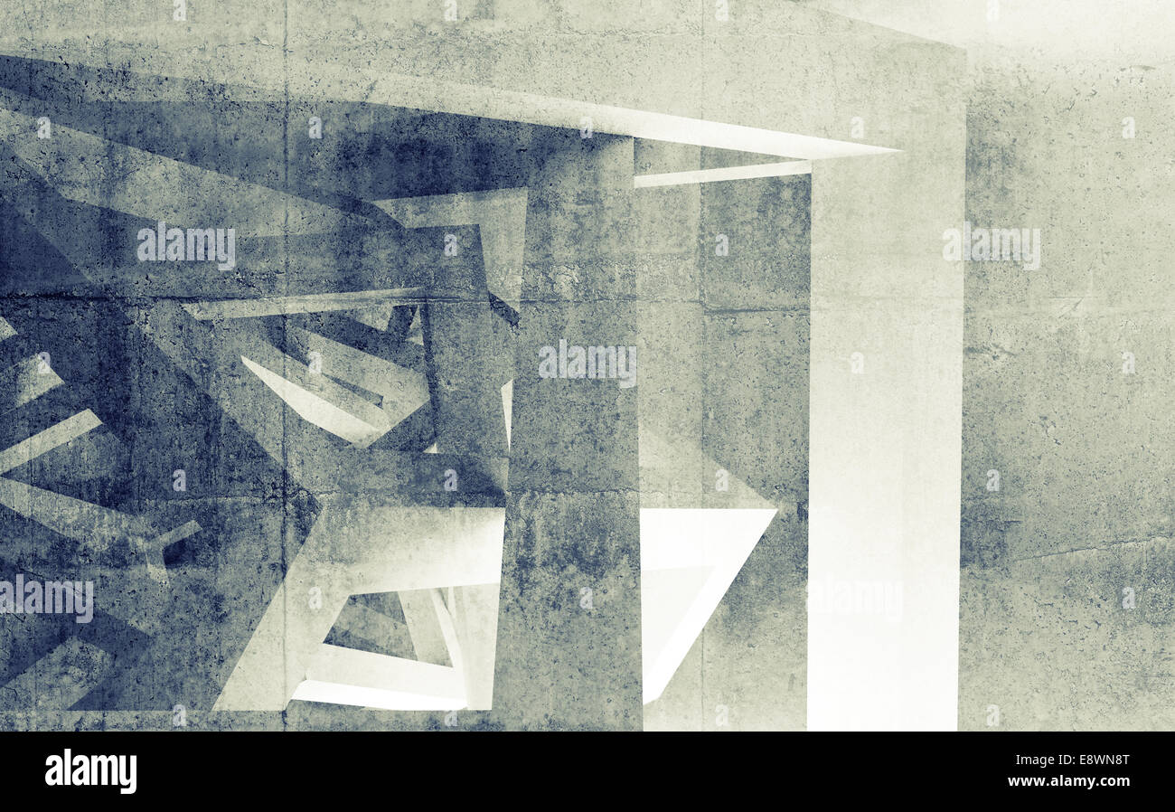 Weißer Raum Innenraum mit abstrakten Konstruktion der Würfel. 3D Render-illustration Stockfoto