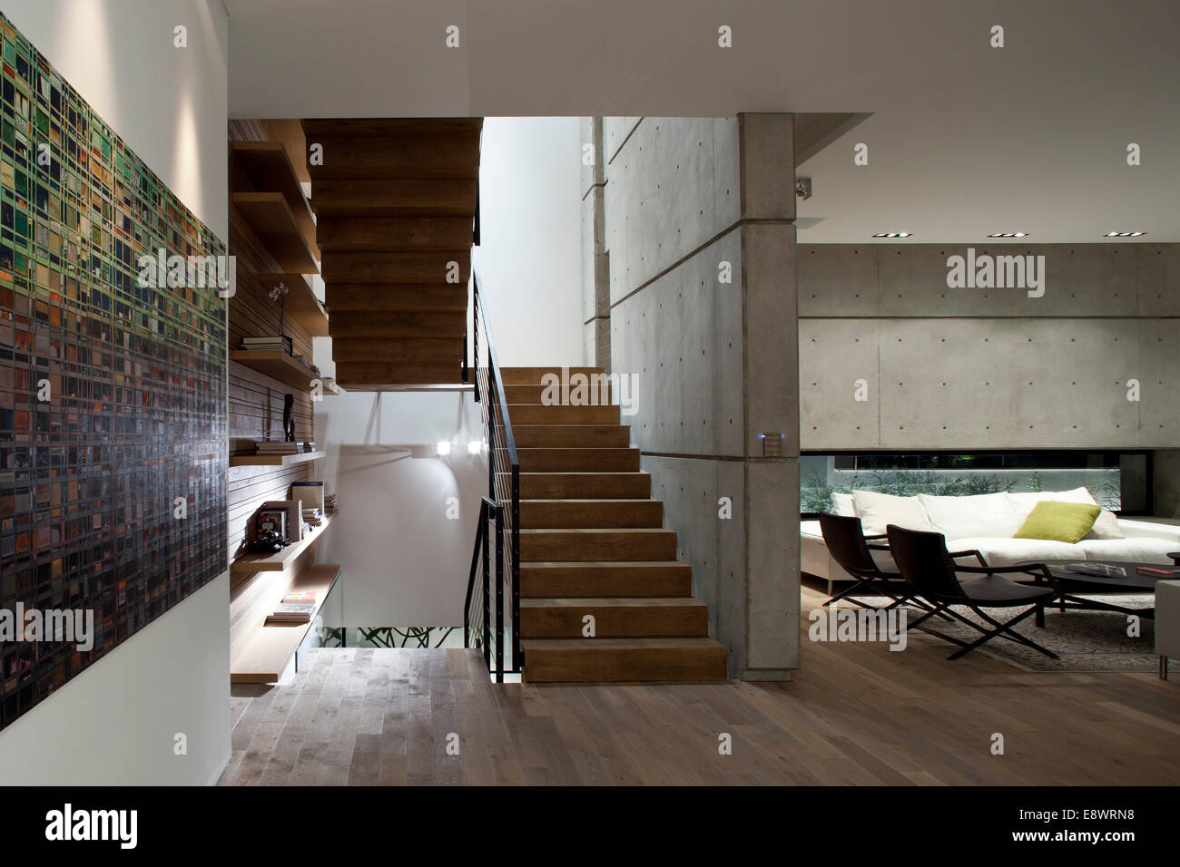 Offenen Wohnraum und Treppe im Haus D, Israel, Naher Osten. Stockfoto