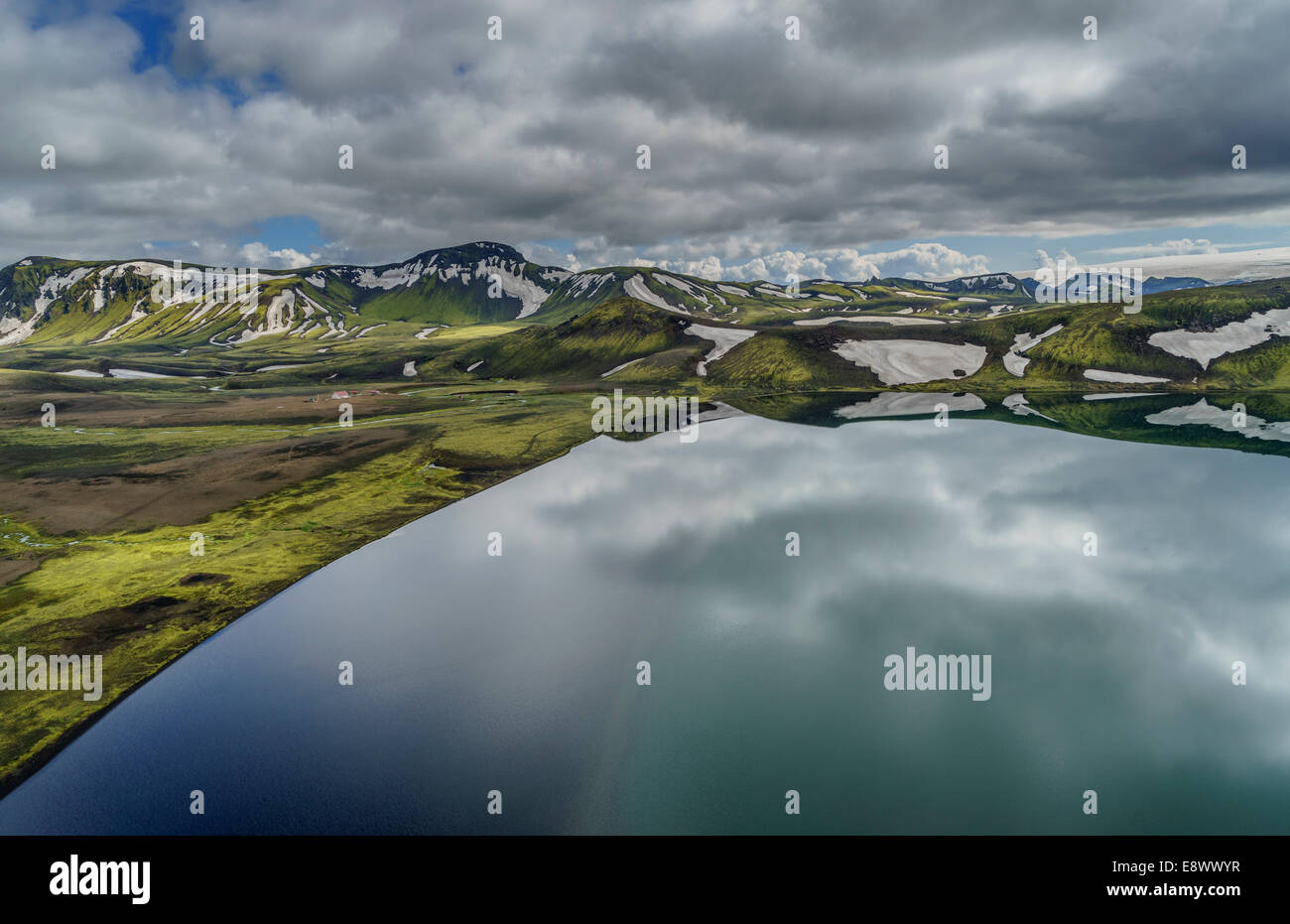 Alftavatn See durch den Laugavegur wandern Wanderwege, ein beliebtes Wanderziel in Landmannalaugar, Hochland, Island Stockfoto