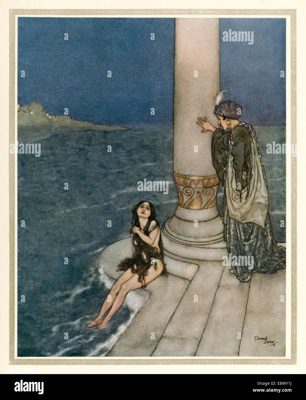 Kleine Meerjungfrau - Edmund Dulac (1882-1953) Illustration aus "Geschichten von Hans Andersen". Siehe Beschreibung für mehr Informationen. Stockfoto