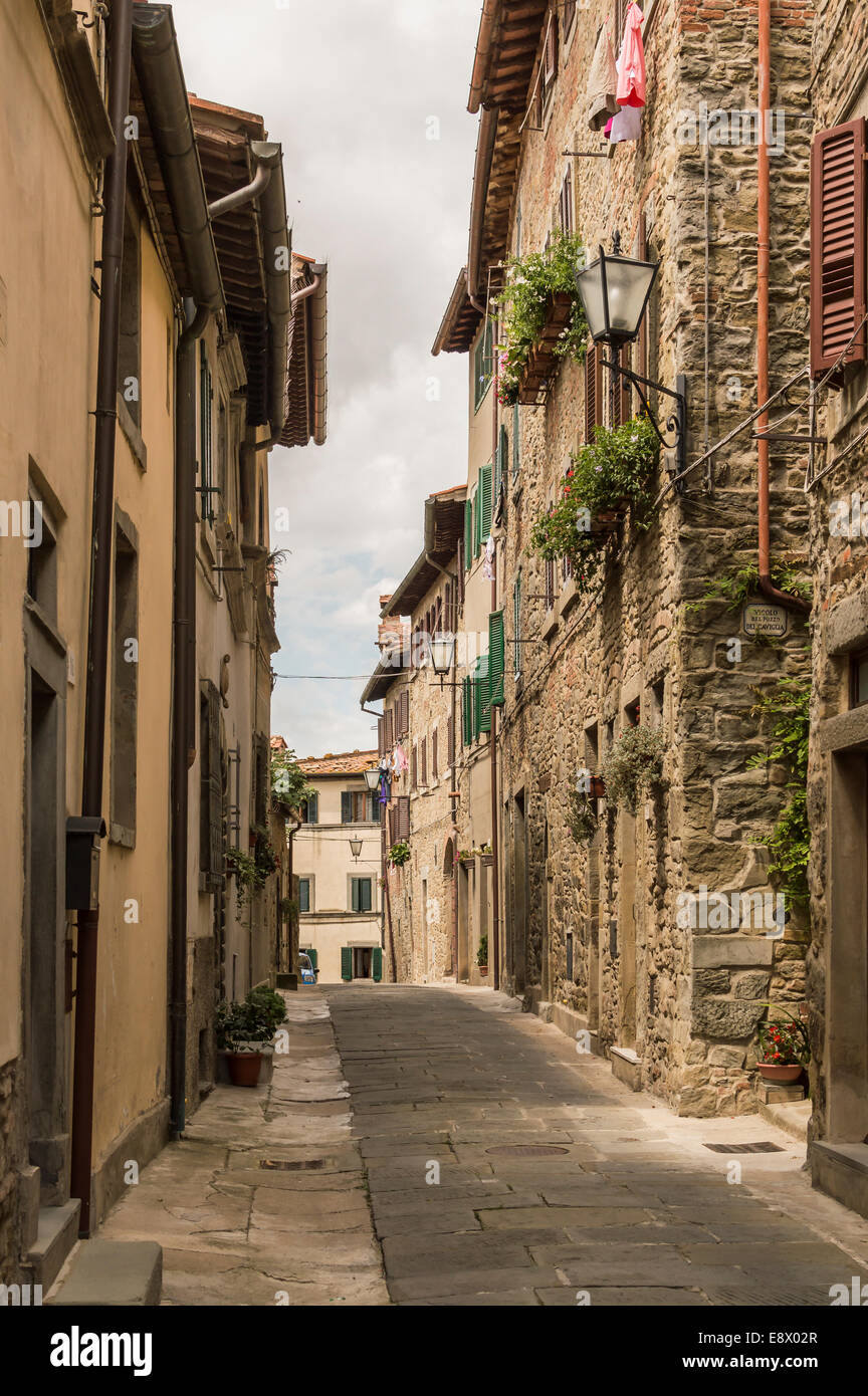 charakteristischen mittelalterlichen Gassen von Cortona, Toskana, Italien Stockfoto