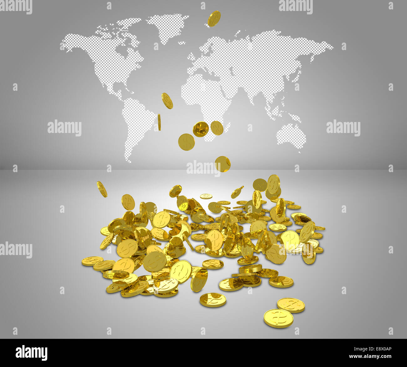 Gold Dollar fallen zu Boden Stockfoto