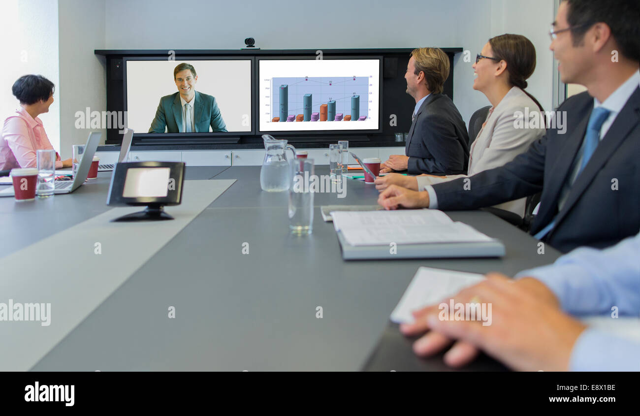 Geschäftsleute mit Telekonferenz-meeting Stockfoto