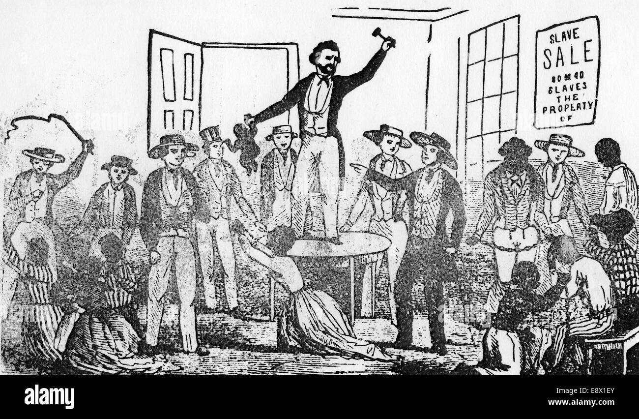 Sklaverei-Versteigerung von Sklaven in Amerika um 1780 Stockfoto