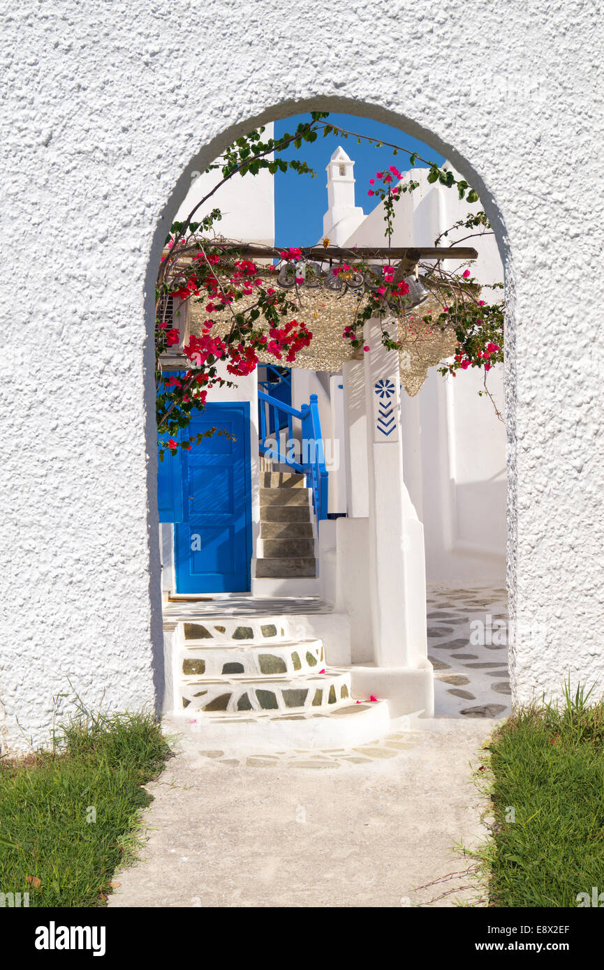 Traditionelle griechische Architektur auf der Insel Mykonos Stockfoto