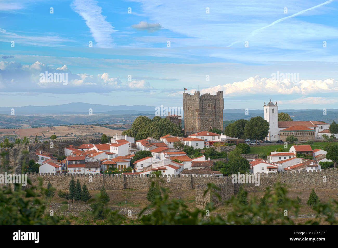 Ansicht des Schlosses Braganca in Tras-os-Montes, Nordportugal Stockfoto
