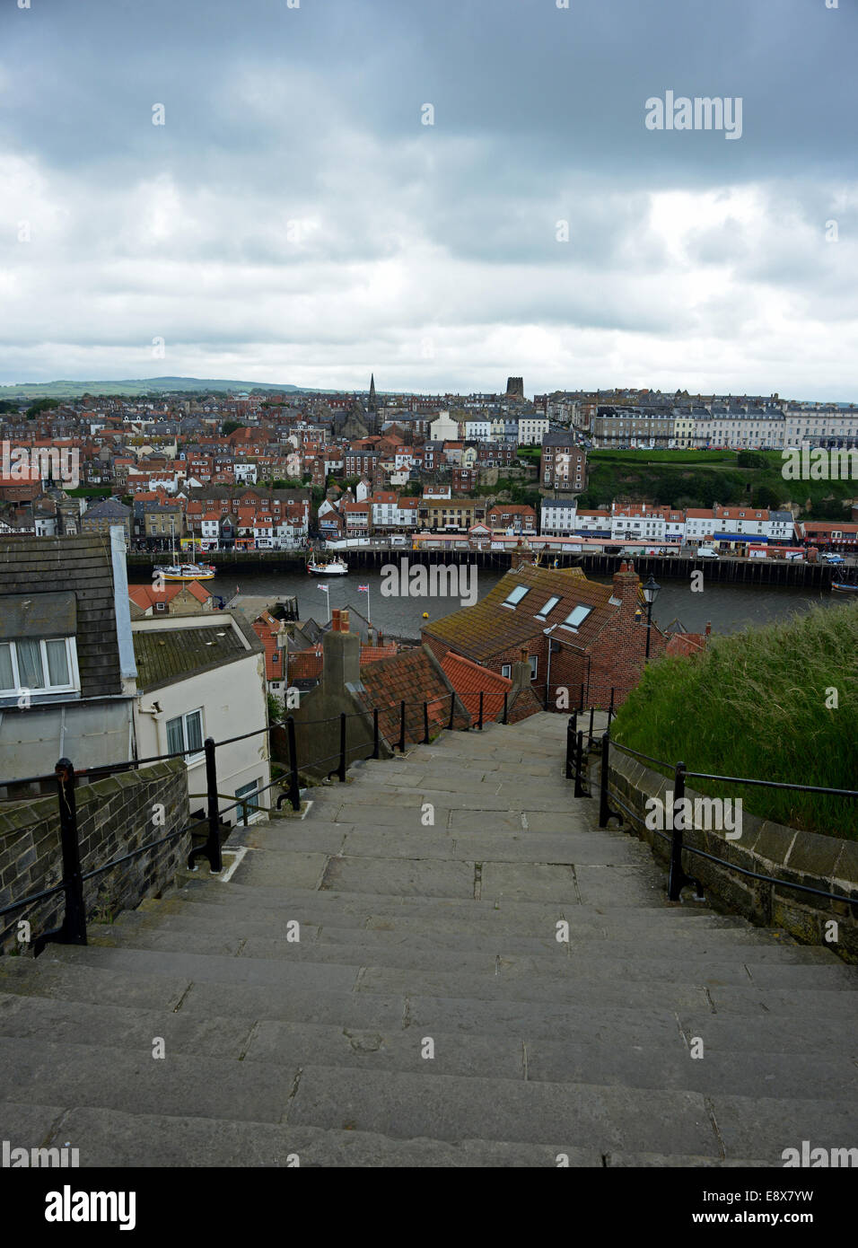 Whitby - Kirche Schritte Stockfoto