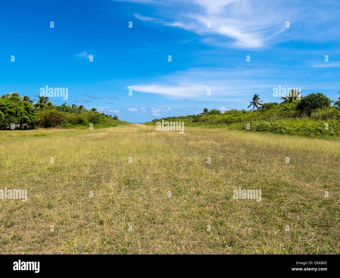 Grass-Flugplatz bei Mystery Island, Vanuatu Stockfoto